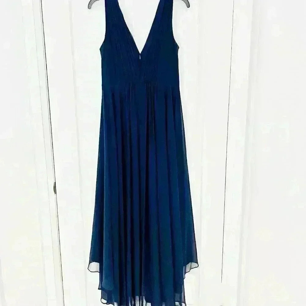 🥳 HOST PICK🎉 Eliza J Embellished Chiffon Dress in Navy Size 6 *Worn Once* - Picture 4 of 8
